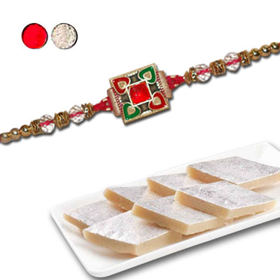 "Zardosi Rakhi - ZR-5210 A (Single Rakhi), 250gms of Kaju Kathili - Click here to View more details about this Product